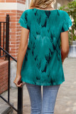 Floral Printed Pleated Short Sleeves Top