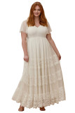 White Plus Size Lace A-line Boho Wedding Dress