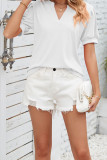 Plain V Neck Short SLeeves Top