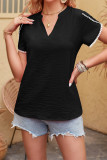 Plain V Neck Texture Chiffon Tulip Sleeves Top