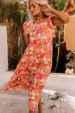 Multicolor Floral Print Ruffle Sleeve Tiered Long Dress