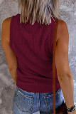 Sleeveless V Neck Plain Kniting Tank Top