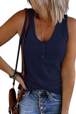 Sleeveless V Neck Plain Kniting Tank Top
