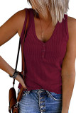 Sleeveless V Neck Plain Kniting Tank Top