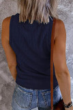 Sleeveless V Neck Plain Kniting Tank Top
