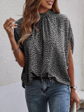 Leopard Printed Split Batwing Sleeves Blouse
