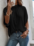 Leopard Printed Split Batwing Sleeves Blouse