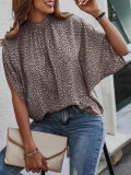 Leopard Printed Split Batwing Sleeves Blouse