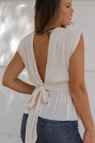 Apricot Deep V Neck Backless Peplum Top