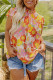 Multicolor Plus Size Mock Neck Ruffle Sleeve Floral Blouse