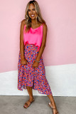 Multicolor Bohemian Floral Print High Waist Midi Skirt