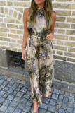 Sleeveless Tie Dye Halter Neck Floral Maxi Dress