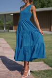 One Shoulder Tiered Splicing Ruffle Dress