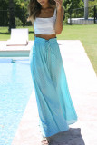 High Waist Drawstring Printing Wide Leg Pants