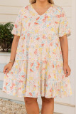 Pink Plus Size Floral Pattern Babydoll Swing Dress