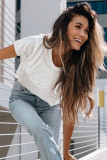 White Sequin Casual Short Sleeve T Shirt