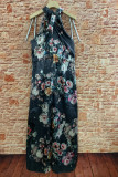 Sleeveless Tie Dye Halter Neck Floral Maxi Dress