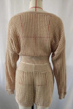 See Through Hollow Out Knitting 2PCS Set