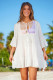 White Lace Panel Tie V Neck Beach Cover-up