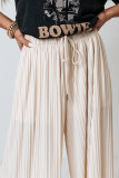 Apricot Drawstring Wide Leg Pleated Pants