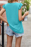 Plain Pin-Tuck Ruffles Sleeves Top