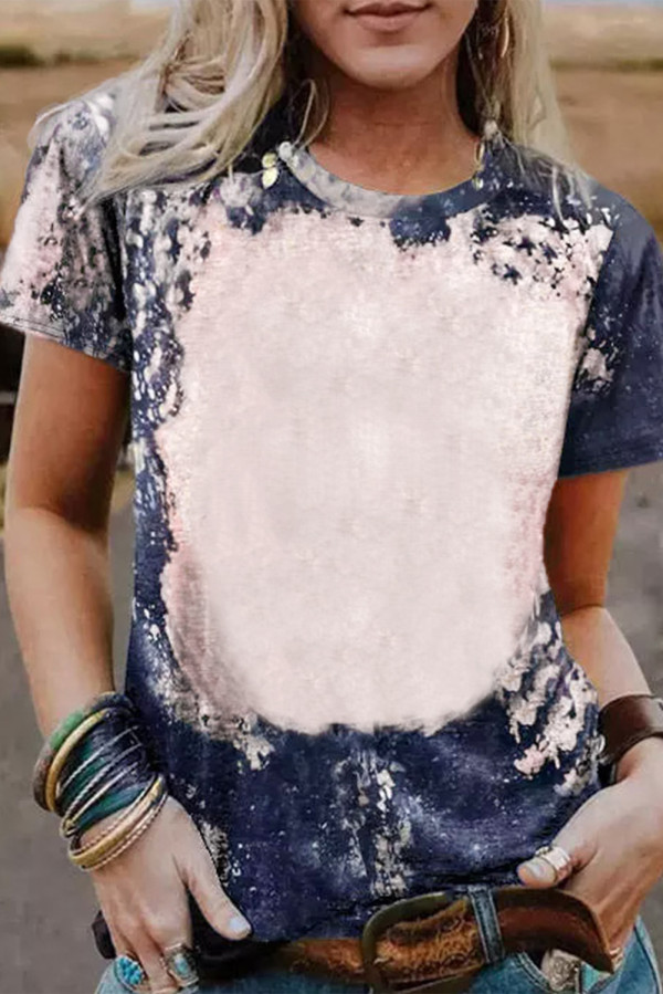 Multicolor Blank Apparel- Western Fashion Bleached Tie-dye T-shirt