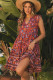 Red Retro Boho Flutter Shoulder Floral Dress
