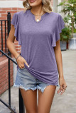 Ruffle Sleeves U Neck Plain Top