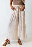 Apricot Drawstring Wide Leg Pleated Pants