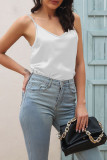 Plain V Neck Silky Cami Tank Top