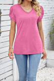 Twist Knot Sleeves Plain V Neck Top