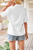 Plain Open Button Short Sleeves Blouse