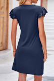 Plain Ruffles Sleeves Jersey Dress
