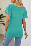 Plain Ruffle Sleeves Splicing Top