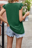 Plain Pin-Tuck Ruffles Sleeves Top