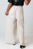 Apricot Drawstring Wide Leg Pleated Pants
