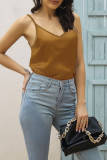 Plain V Neck Silky Cami Tank Top