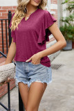 Ruffle Sleeves U Neck Plain Top