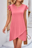 Plain Ruffles Sleeves Jersey Dress