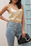 Plain V Neck Silky Cami Tank Top