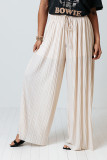 Apricot Drawstring Wide Leg Pleated Pants