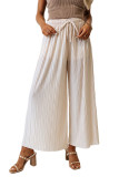 Apricot Drawstring Wide Leg Pleated Pants