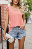 Plain Pin-Tuck Ruffles Sleeves Top
