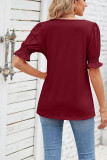 Square Neck Puff Sleeves Plain Top