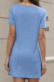 Short Sleeves Smocked Plain Mini Dress