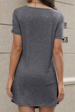 Short Sleeves Smocked Plain Mini Dress