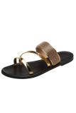 Rhinestone Shiny Straps Flat Sandals