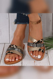 Leopard Snake Skin Straps Flat Sandals