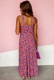 Red Floral Halter Maxi Dress