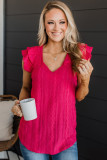 Rose Lace Crochet Ruffle Tiered Sleeve Blouse